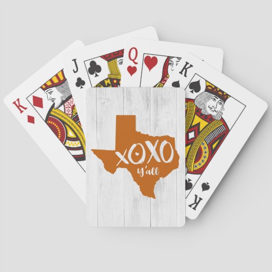 Verbrandde Oranje XOXO, Y'all - Texas State Shape Pokerkaarten (Achterkant)