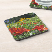 Verbrandde Oranje zweefgetouwen zomertuin Bier Onderzetter (Linkerzijde)