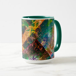 Verbrandde rustige kleurrijke en romige afbeelding mok