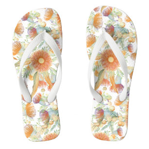 Verbrande Acacia en Eucalyptus Bloesems Flip Flop