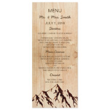 Verbrande Berg in Hout Rustieke Bruiloft Menu