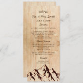 Verbrande Berg in Hout Rustieke Bruiloft Menu (Voorkant / Achterkant)