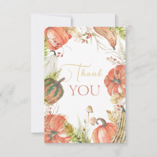 Verbrande Herfst Pompoen Herfst Bloemen Baby showe Bedankkaart