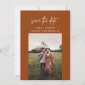 Verbrande Oranje Aardse Foto Save The Dates Kaarte Bedankkaart (Voorkant)