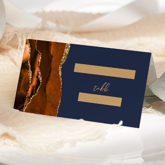 Verbrande Oranje Agaat Donkergroene bruiloft Plaatskaartje