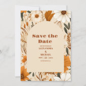 Verbrande oranje aquarel wilde bloemen bruiloft save the date (Voorkant)