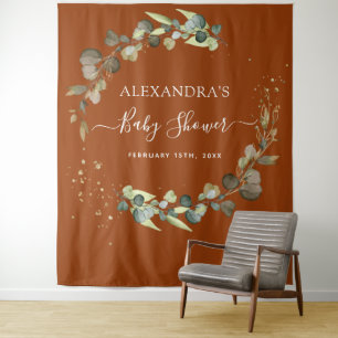 Verbrande Oranje Baby shower Photo Booth Achtergro Wandkleed