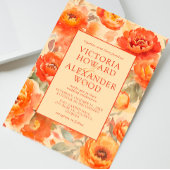 Verbrande Oranje bloemen vallen bruiloft Kaart