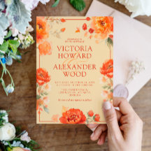 Verbrande Oranje bloemen vallen bruiloft