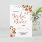 Verbrande oranje bloemrijke herfst bruidsdouche kaart (Staand voorkant)