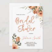 Verbrande oranje bloemrijke herfst bruidsdouche kaart (Voorkant / Achterkant)