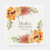 Verbrande Oranje Bloemrijke Herfst Bruiloft Servet (Voorkant)