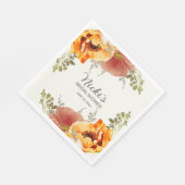 Verbrande Oranje Bloemrijke Herfst Bruiloft Servet (Hoek)