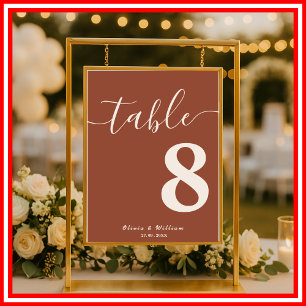 Verbrande Oranje Boho Wilde Bloemen Huwelijk Tafel Poster