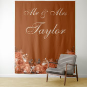 Verbrande Oranje bruiloft achtergrond Wandkleed (In situ)