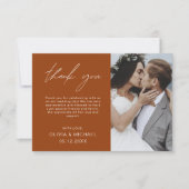 Verbrande Oranje bruiloft dank u fotokaart Bedankkaart (Voorkant)