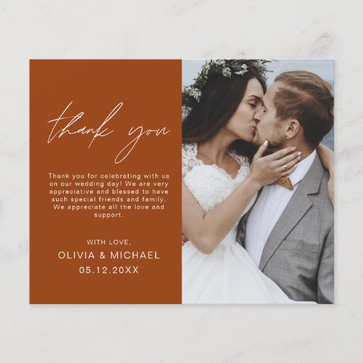 Verbrande Oranje bruiloft dank u kaarten Flyer (Voorkant)