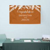 Verbrande Oranje bruiloft felicitatie banner (Beurs)