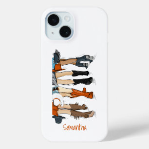 Verbrande Oranje Cowboylaarzen Haten Dames Aangepa iPhone 15 Case