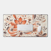 Verbrande Oranje Folk Floral Bureaumat (Keyboard & Muis)