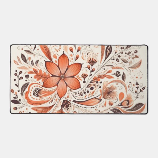 Verbrande Oranje Folk Floral Bureaumat (Voorkant)