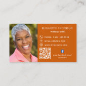 Verbrande oranje foto Qr-code sociaal Facebook-pic Visitekaartje (Achterkant)