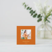 Verbrande oranje foto QR code social media Vierkante Visitekaartje (Staand voorkant)