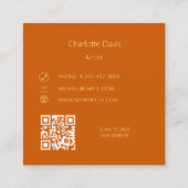 Verbrande oranje foto QR-code Vierkante Visitekaartje (Achterkant)
