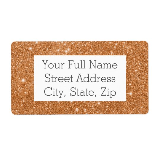 Verbrande Oranje glitter schittert Etiket (Voorkant)