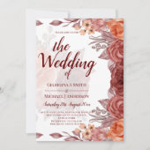 Verbrande Oranje HERFST Bloemen Botanische BRUILOF Kaart (Voorkant)