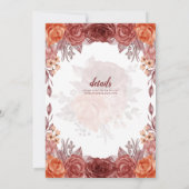 Verbrande Oranje HERFST Bloemen Botanische BRUILOF Kaart (Achterkant)