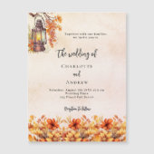 Verbrande oranje herfst bloemetjes boho luxe bruil magnetische uitnodiging (Voorkant)