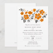 verbrande Oranje Herfst Floral Folk Wedding Kaart (Voorkant / Achterkant)