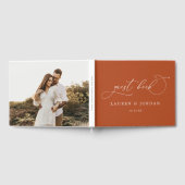 Verbrande Oranje kalligrafie foto bruiloft Gastenboek (Volledig)