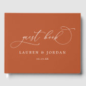 Verbrande Oranje kalligrafie foto bruiloft Gastenboek (Voorkant)