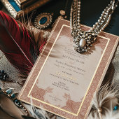 Verbrande Oranje kanten Traditionele Moslimbruilof Folie Uitnodiging