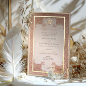 Verbrande Oranje kanten Traditionele Moslimbruilof Folie Uitnodiging