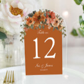 Verbrande Oranje Koperen Bloemtafelnummer voor de  Acryl Uitnodigingen