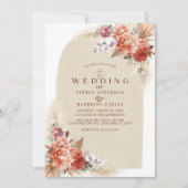 verbrande Oranje legant en pap grass bruiloft Kaart (Voorkant)