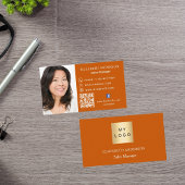 Verbrande oranje logo foto Qr code social media Visitekaartje