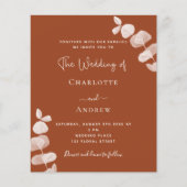 Verbrande oranje loof QR budget bruiloft uitnodigi (Voorkant)