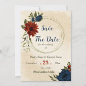 Verbrande oranje marinebloemen botanisch save the date (Voorkant)