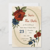 Verbrande oranje marinebloemen botanisch save the date (Voorkant)