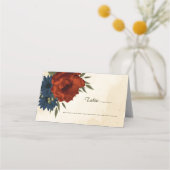 verbrande oranje marinebloemen botanische bruiloft plaatskaartje (Voorkant)