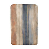 Verbrande Oranje Navy Dusty Blue Distressed Stripe Badmat (Voorkant Verticaal)