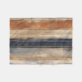 Verbrande Oranje Navy Dusty Blue Distressed Stripe Fleece Deken (Voorkant (Horizontaal))