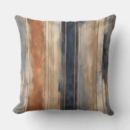 Verbrande Oranje Navy Dusty Blue Distressed Stripe Kussen