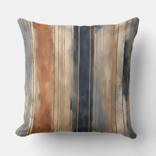 Verbrande Oranje Navy Dusty Blue Distressed Stripe Kussen