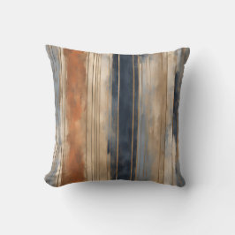 Verbrande Oranje Navy Dusty Blue Distressed Stripe Kussen