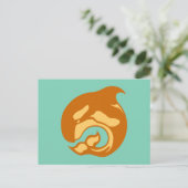 verbrande oranje orca walvis briefkaart (Staand voorkant)